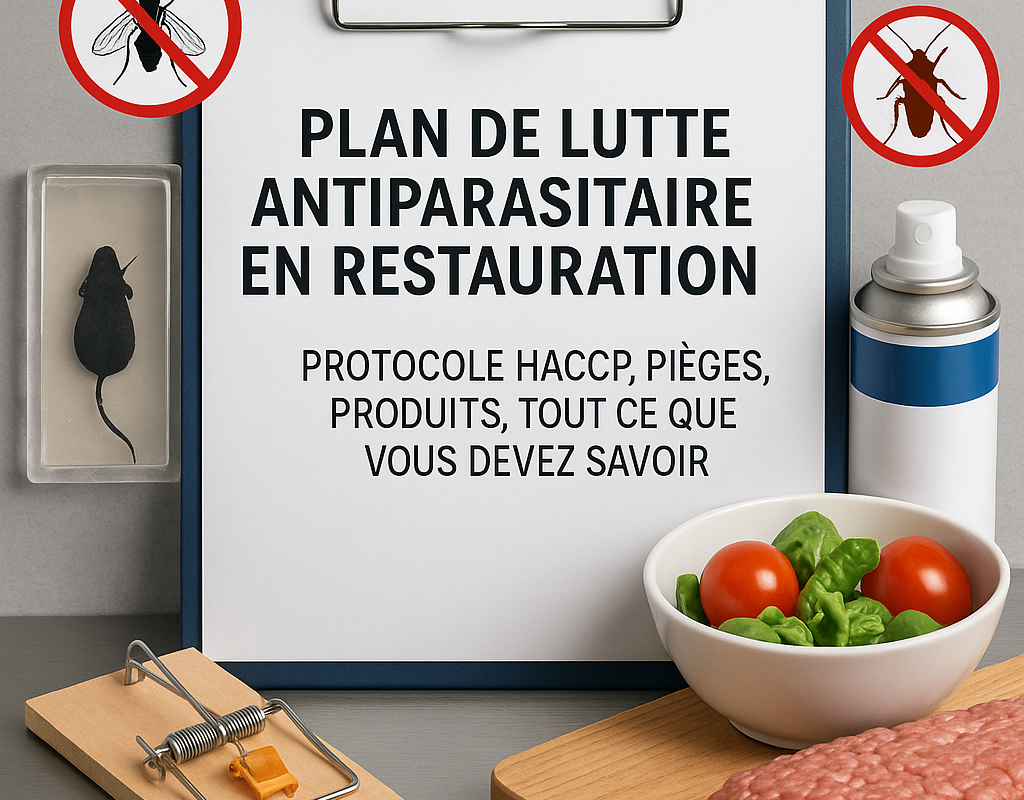 Plan de lutte antiparasitaire en restauration avec protocoles HACCP, pièges à rongeurs, aérosol insecticide et aliments sains