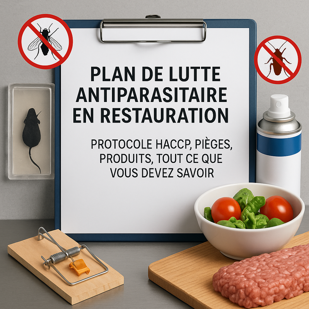 Plan de lutte antiparasitaire en restauration avec protocoles HACCP, pièges à rongeurs, aérosol insecticide et aliments sains