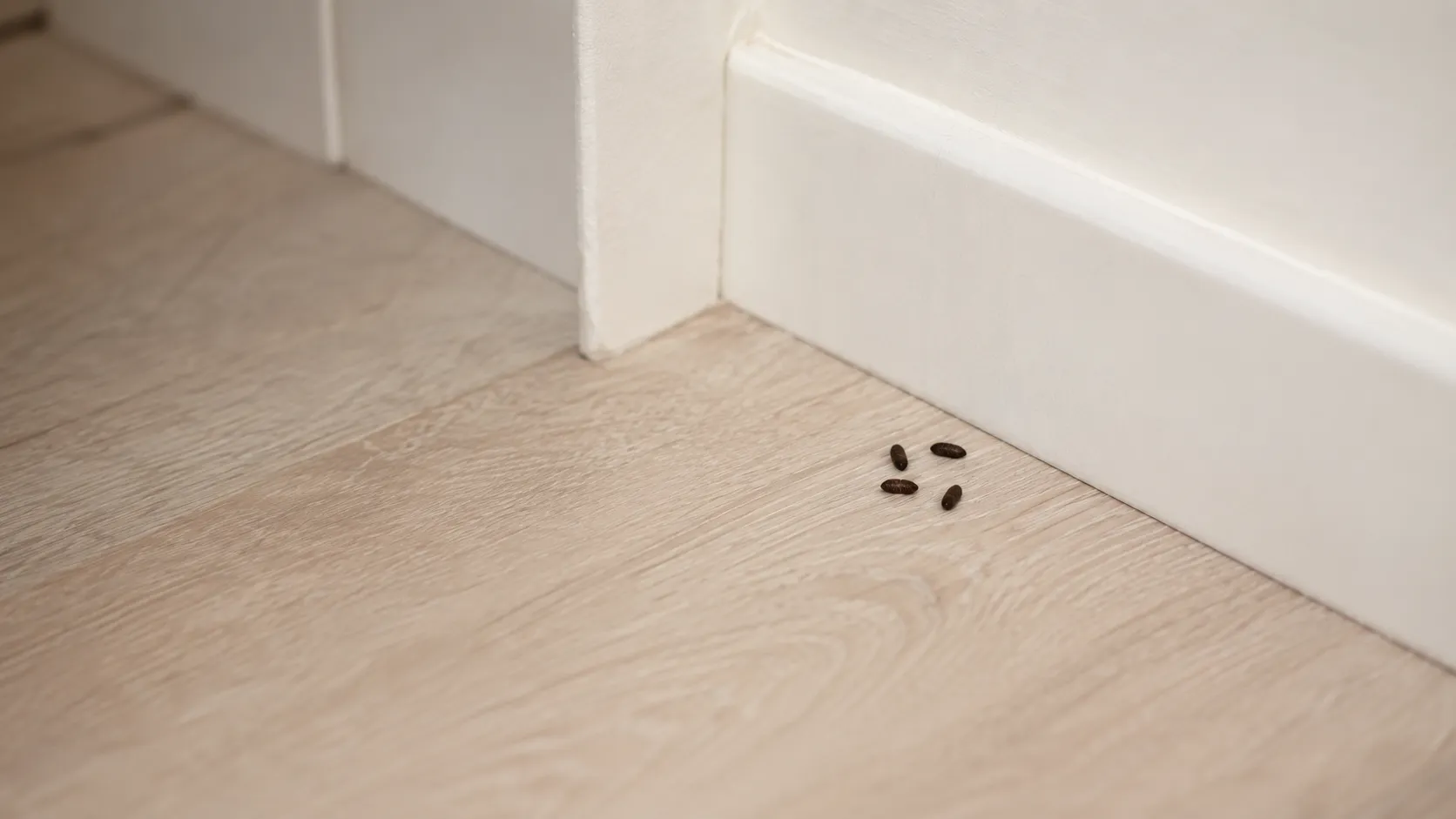 Crottes de souris près d’une plinthe dans une maison