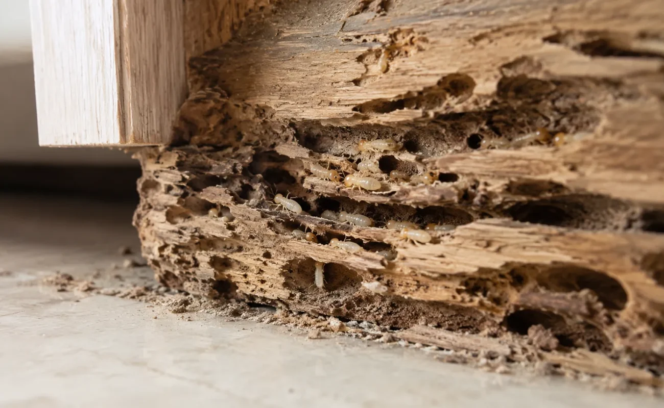 Termites dans une maison près d’un bois abîmé