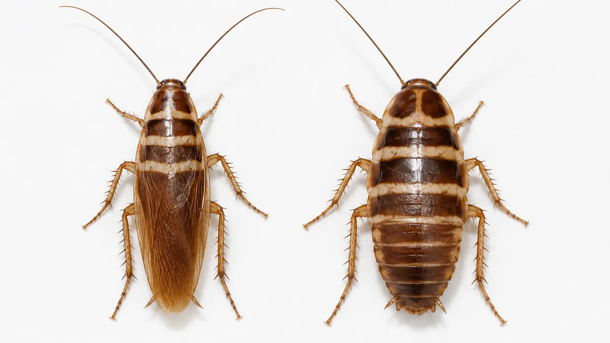 Comparaison entre un mâle et une femelle de blatte rayée
