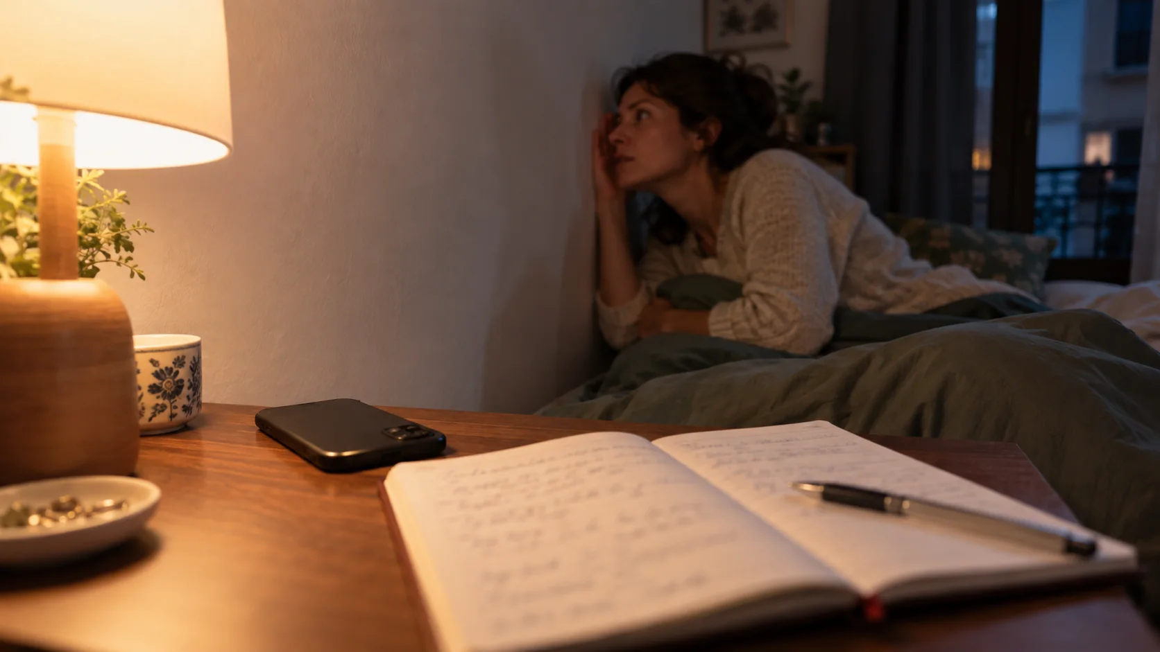 Carnet et téléphone utilisés pour noter les bruits entendus près d'un mur la nuit