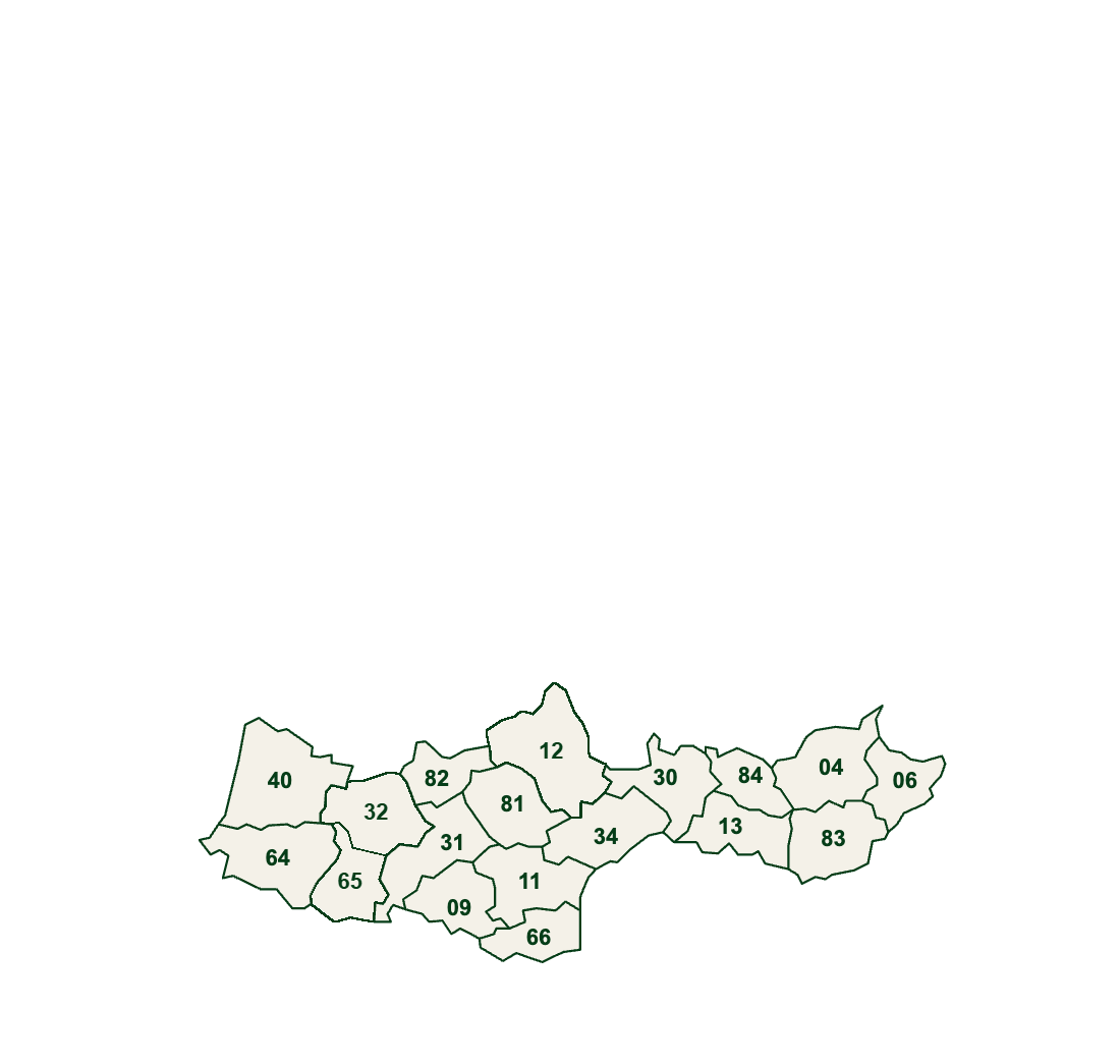Carte des départements d’intervention Fieri Nuisible